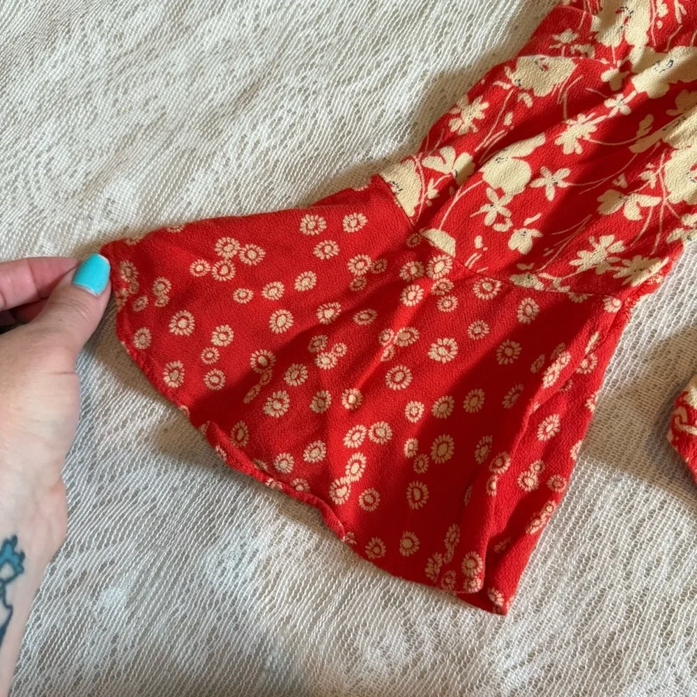 Free People Lady Bohemian coral floral top